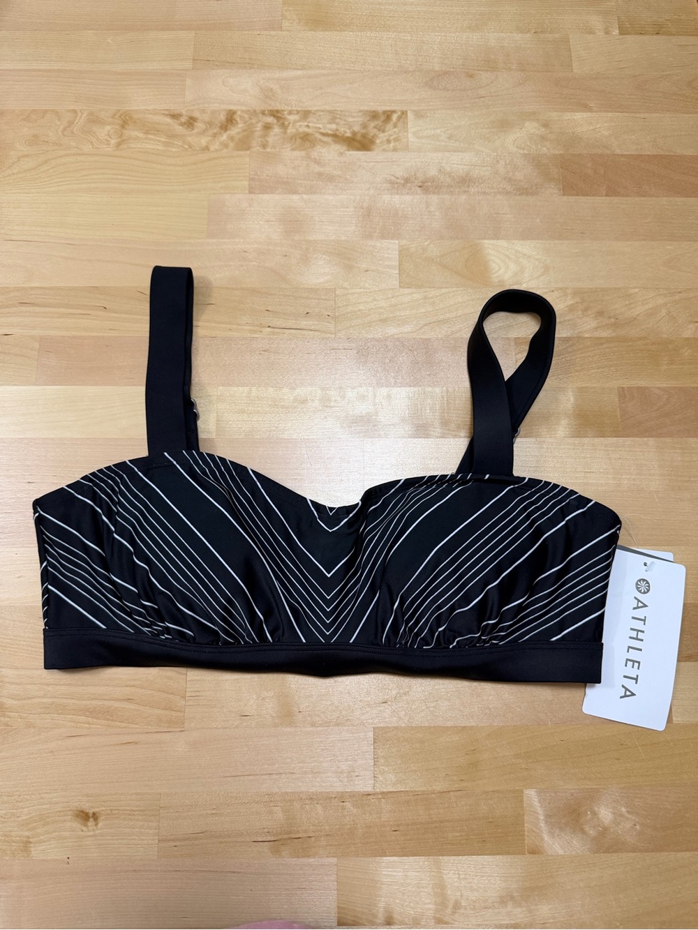 Athleta Black and White Striped Bandeau Bra Top